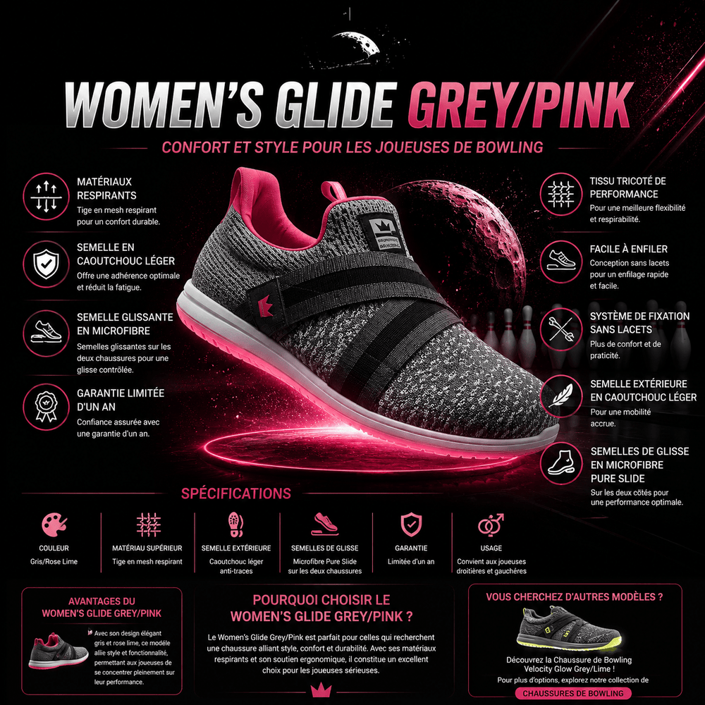 Chaussure de Bowling Women’s Glide Grey/Pink - Bowling Stars
